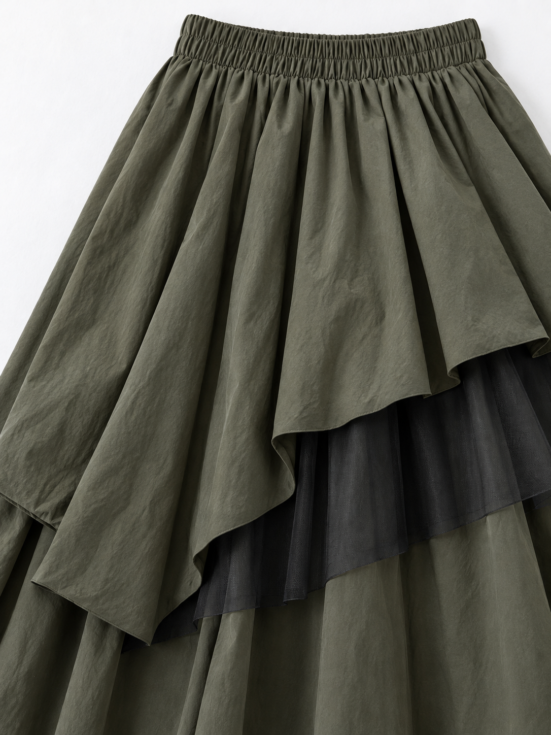 Asymmetric Layered Midi Skirt