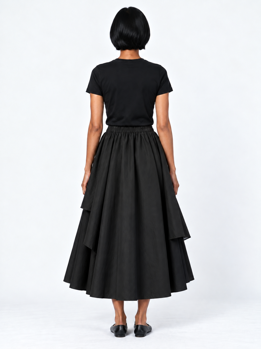 Asymmetric Layered Midi Skirt