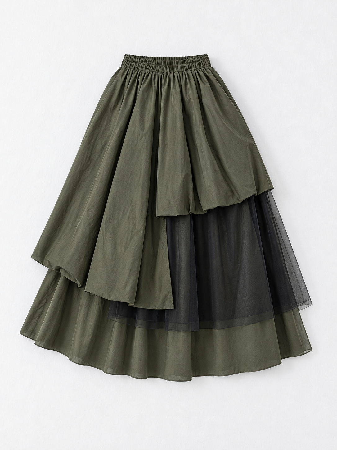 Asymmetric Layered Midi Skirt