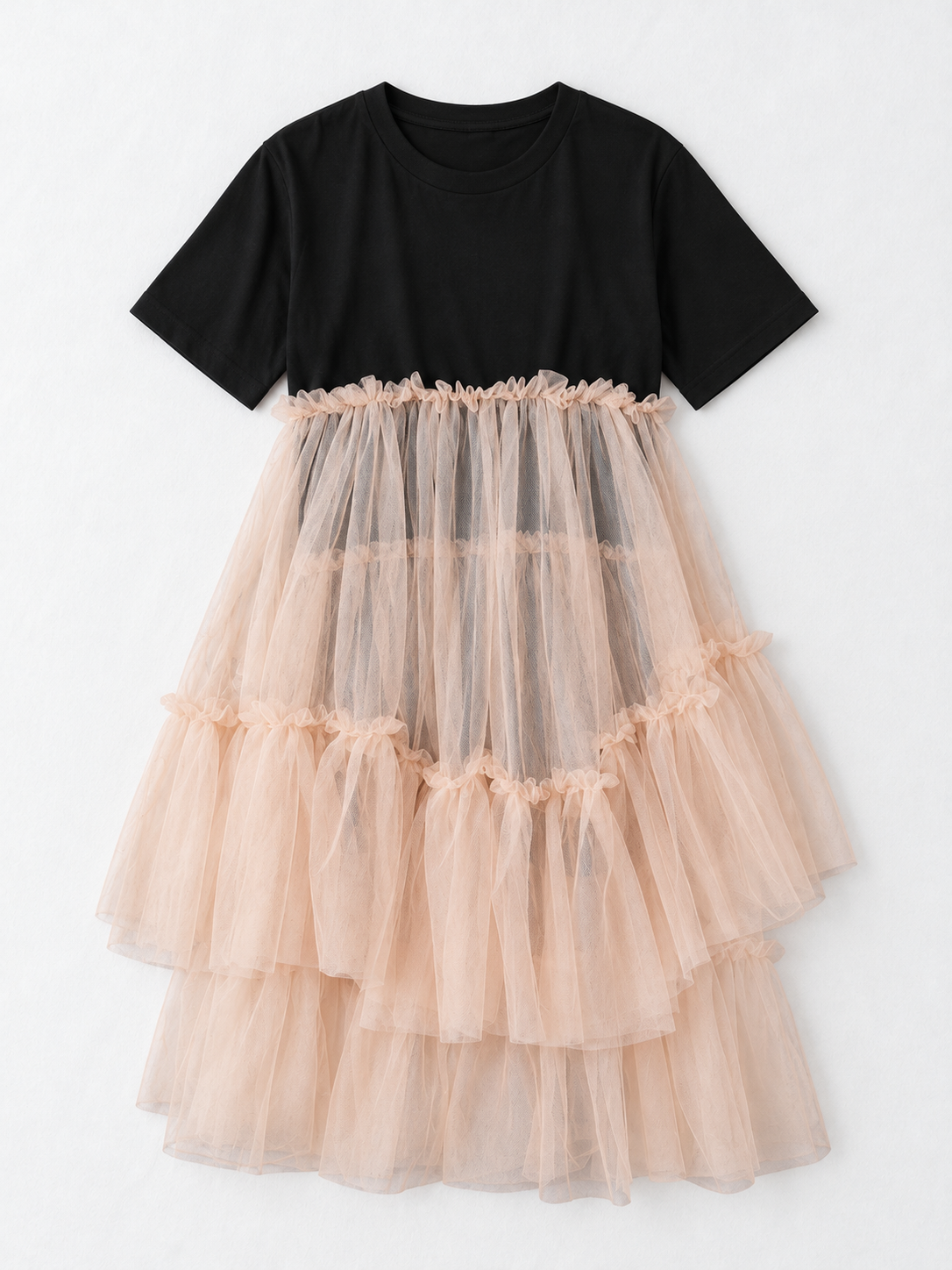 Contrast Tulle-Tier Dress