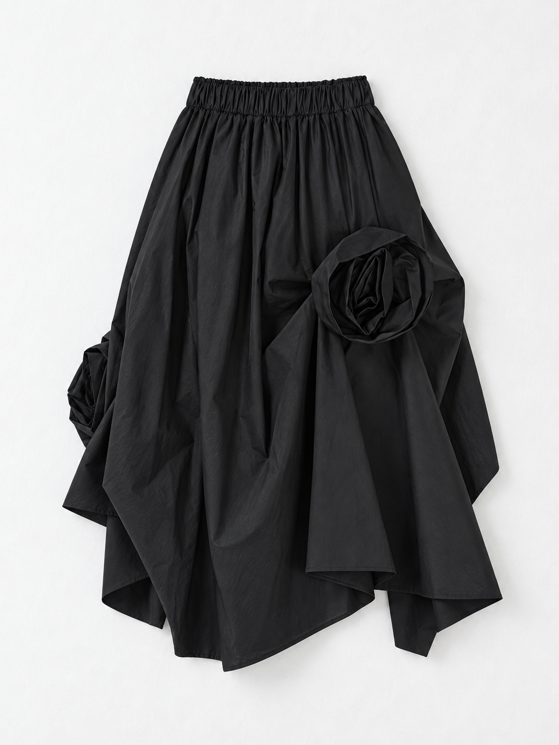 Stripe Rosette Midi Skirt