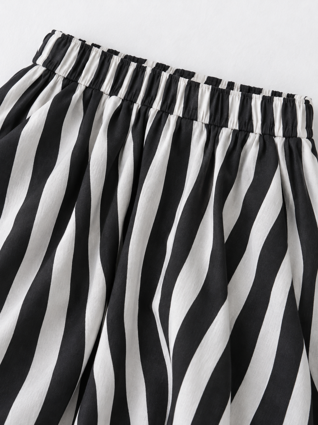 Stripe Rosette Midi Skirt