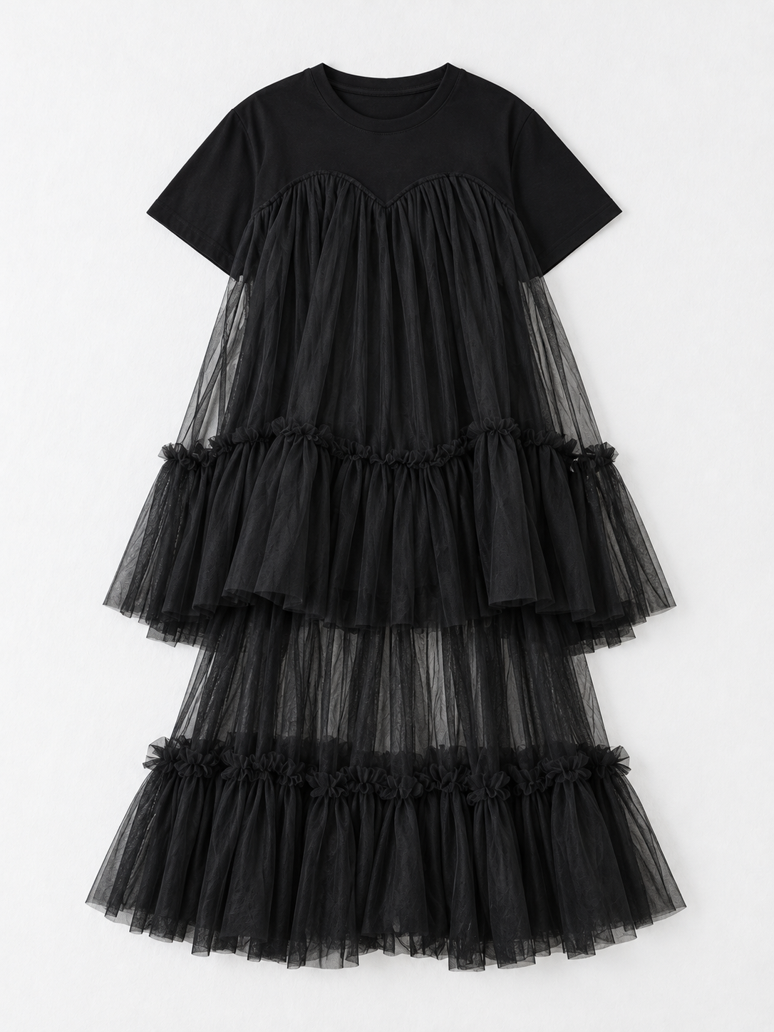 Tiered Mesh T-Shirt Dress