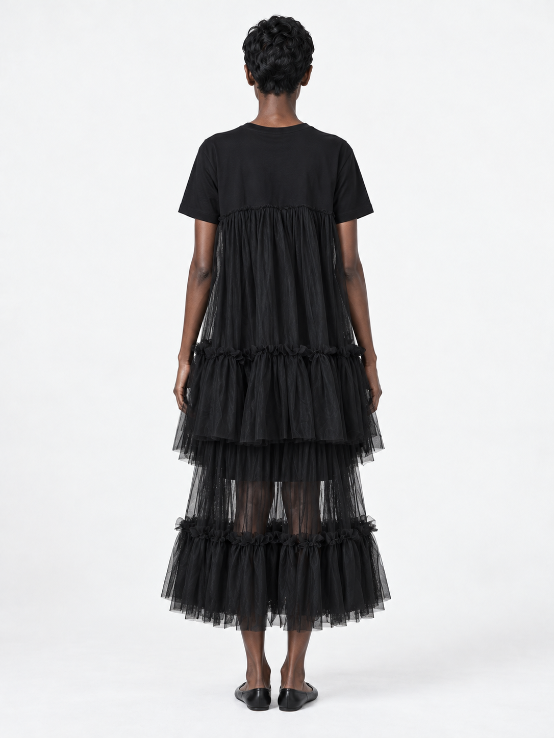 Tiered Mesh T-Shirt Dress
