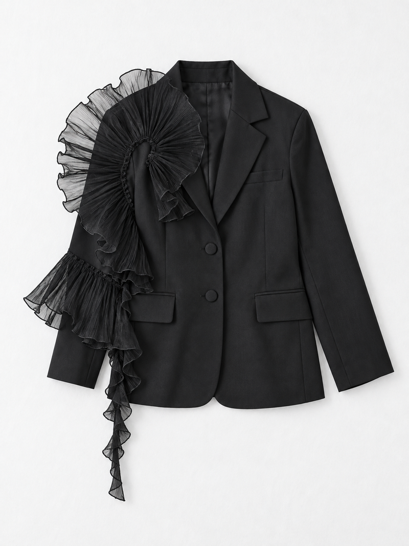 Organza Ruffle Blazer