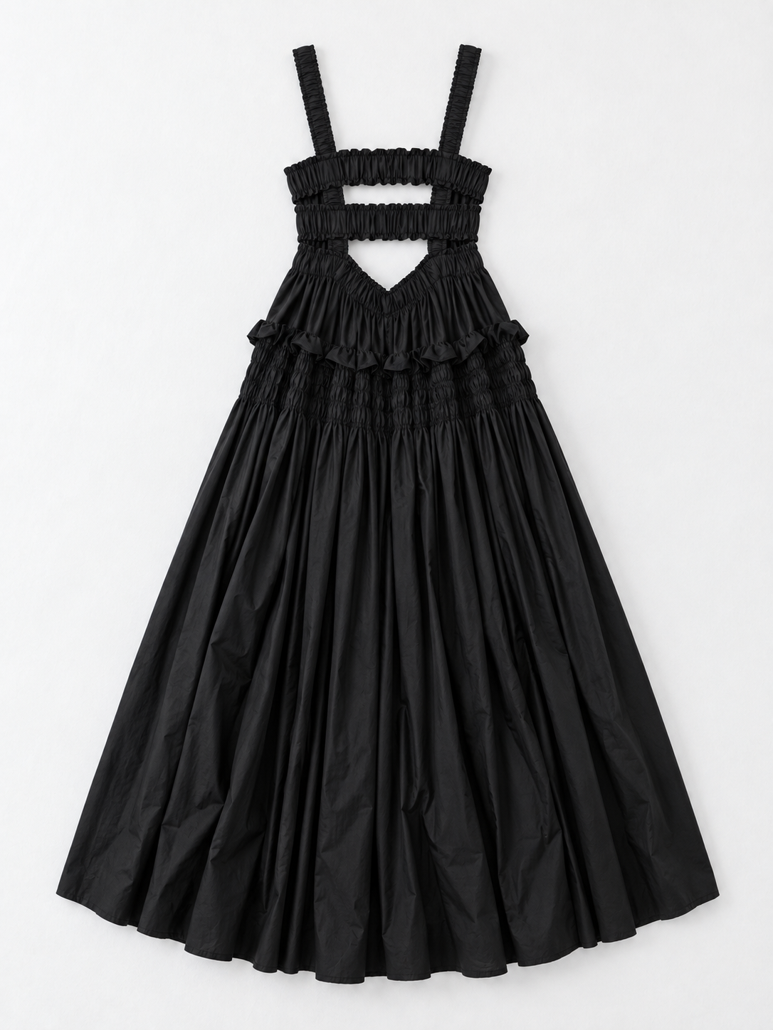 Open-Back Gathered Maxi Dress