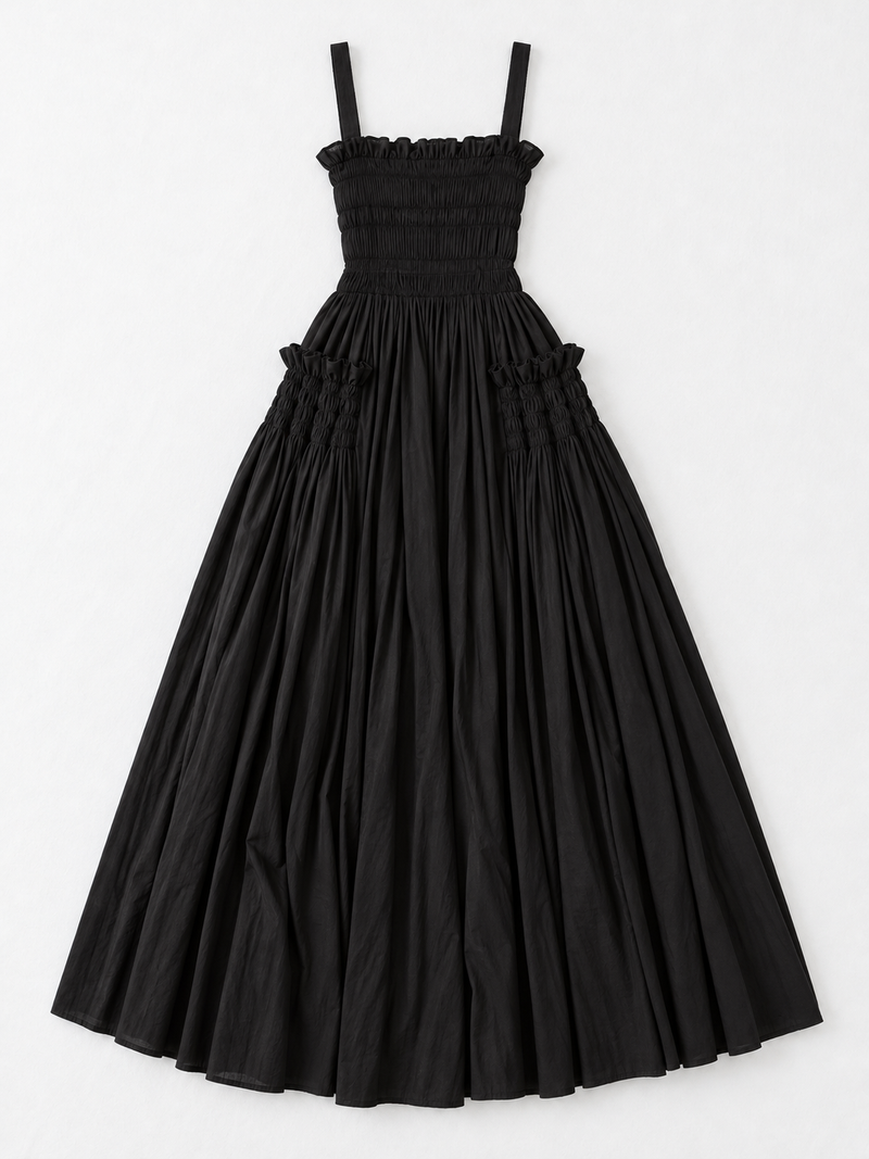 Open-Back Gathered Maxi Dress