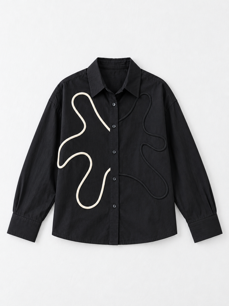 Abstract Cord-Appliqué Shirt