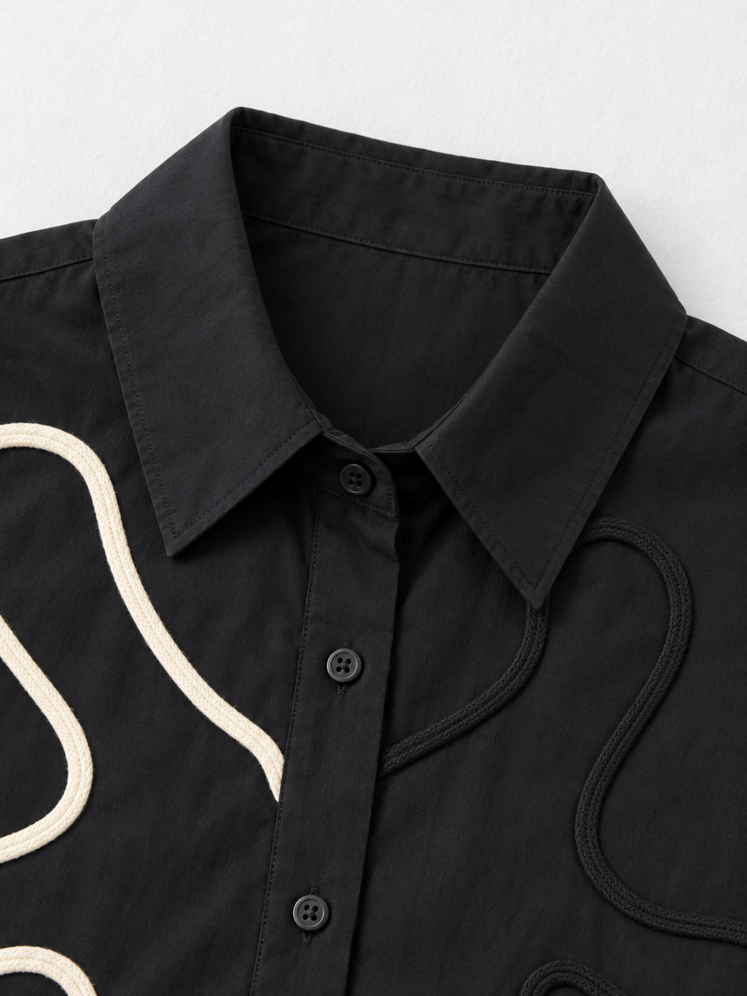 Abstract Cord-Appliqué Shirt