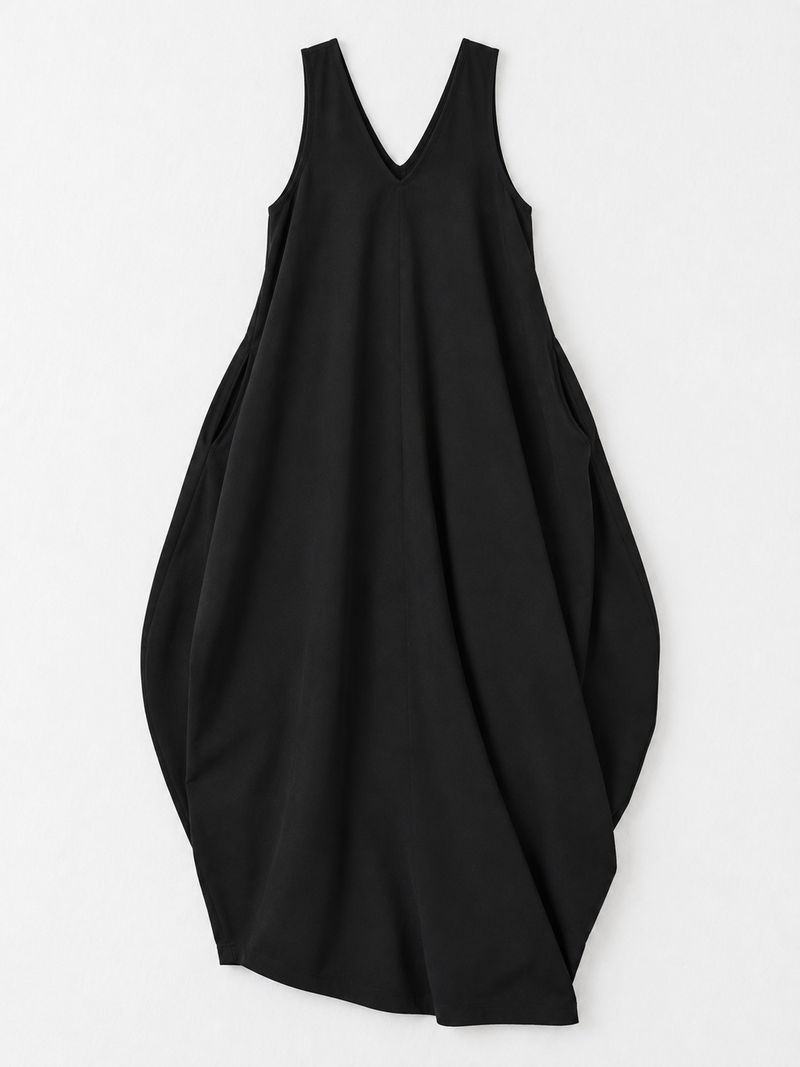 Sculptural V-Neck Maxi Dress