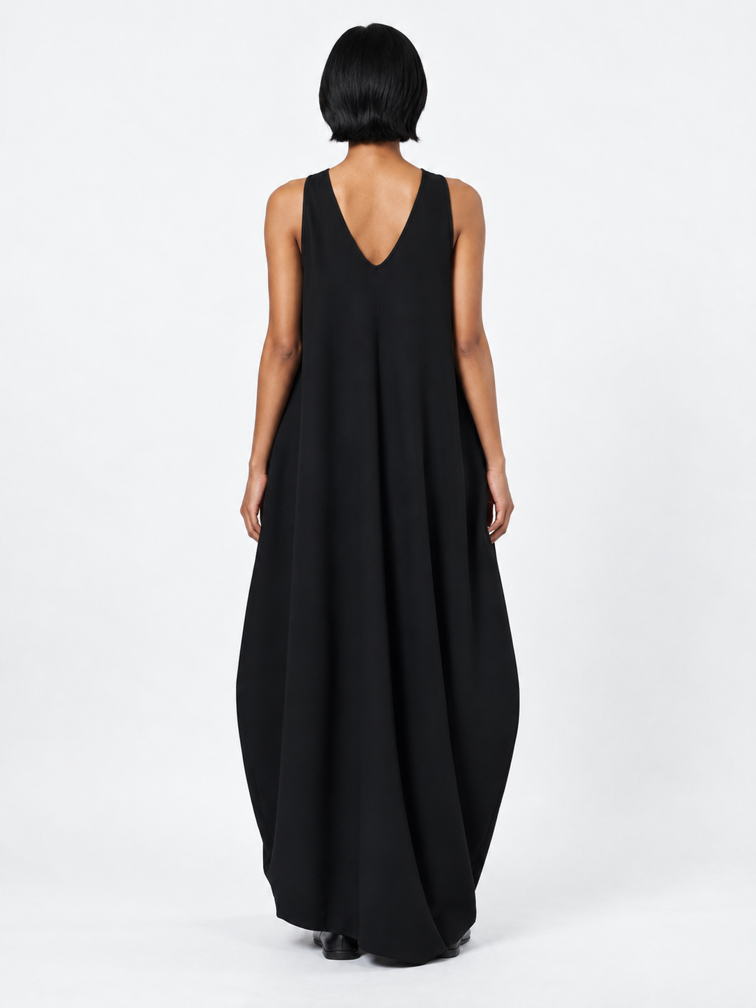 Sculptural V-Neck Maxi Dress