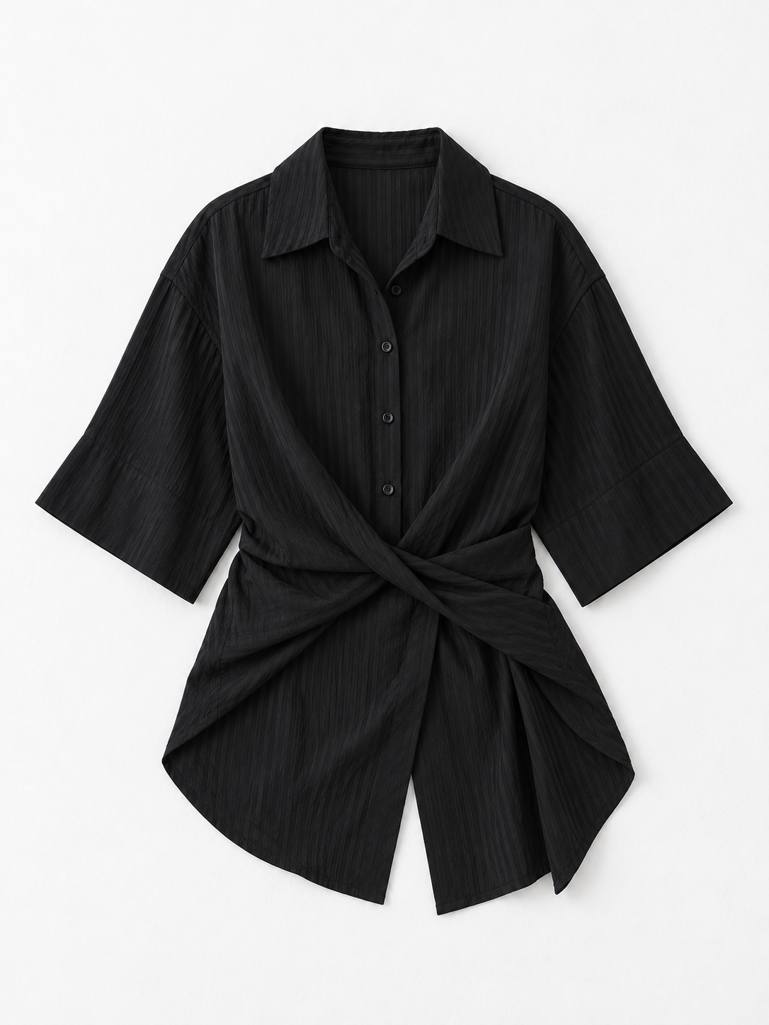 Cross-Front Short-Sleeve Shirt