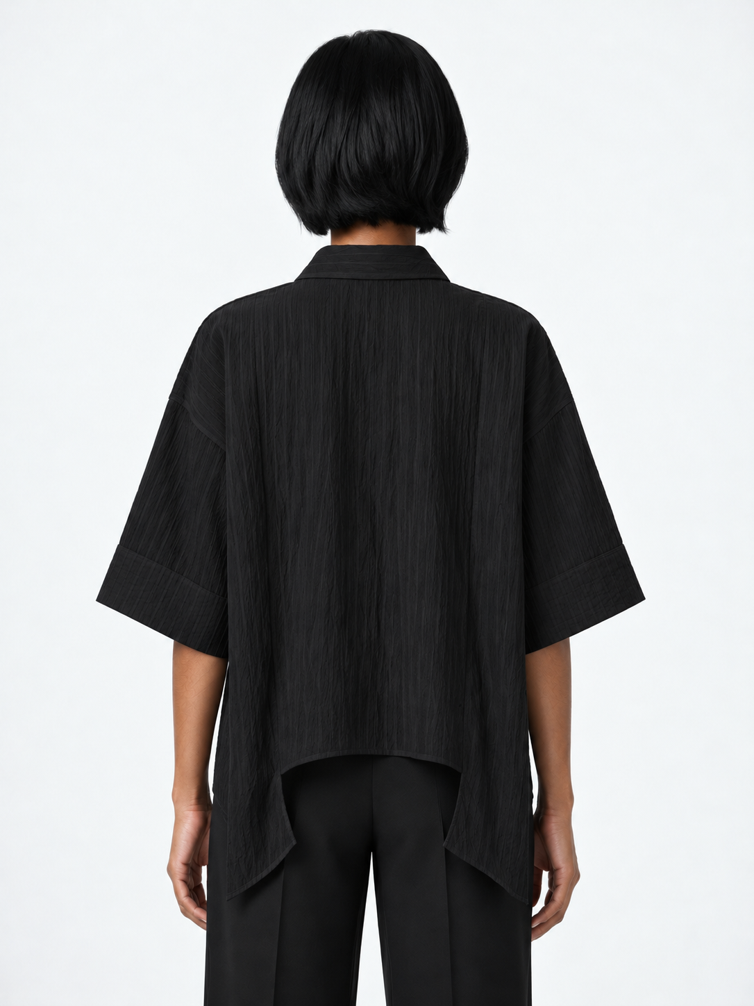Cross-Front Short-Sleeve Shirt