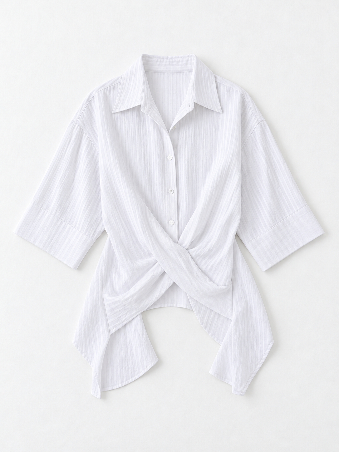 Cross-Front Short-Sleeve Shirt