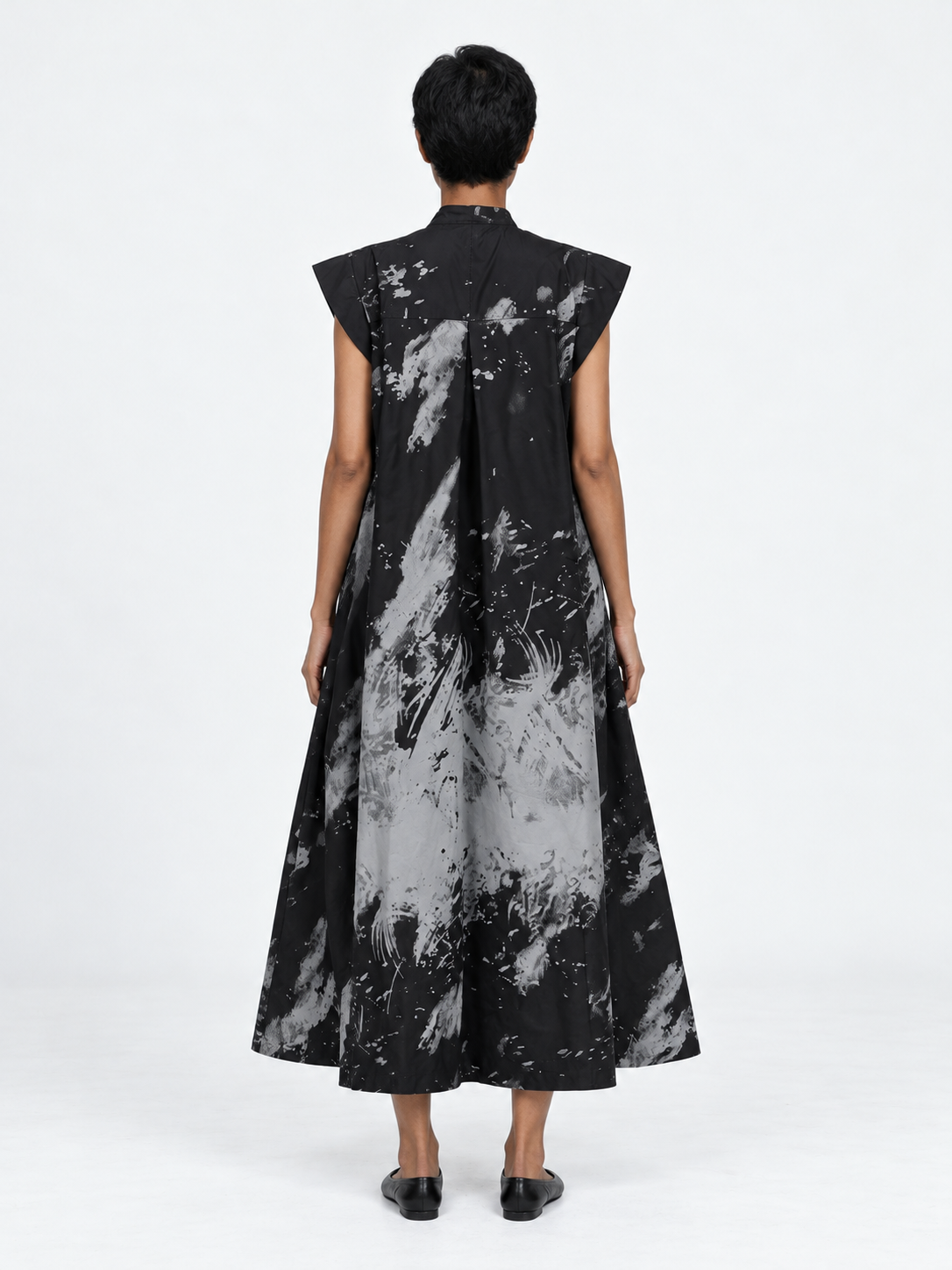 Abstract-Print Sleeveless Shirt Dress