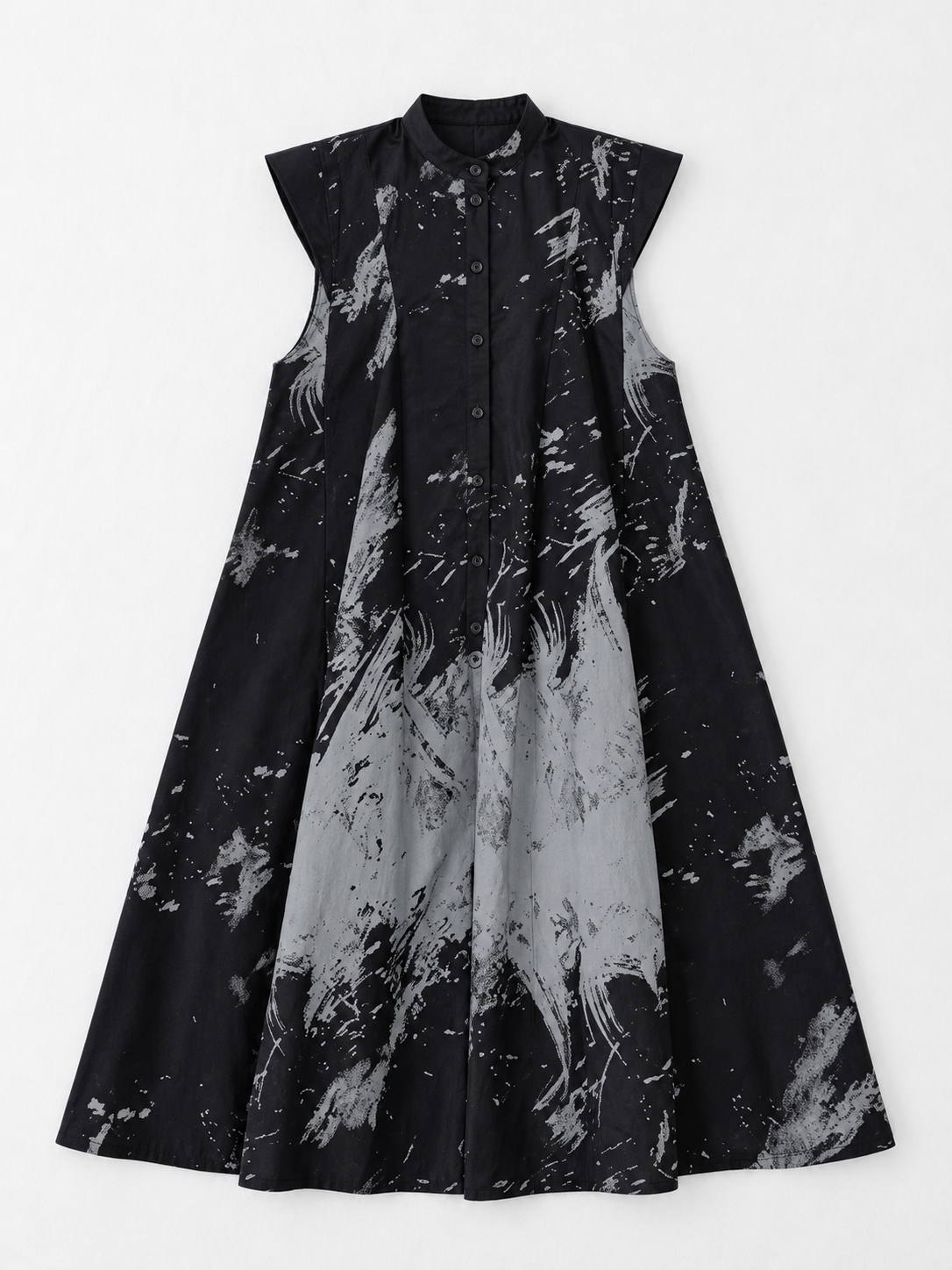 Abstract-Print Sleeveless Shirt Dress