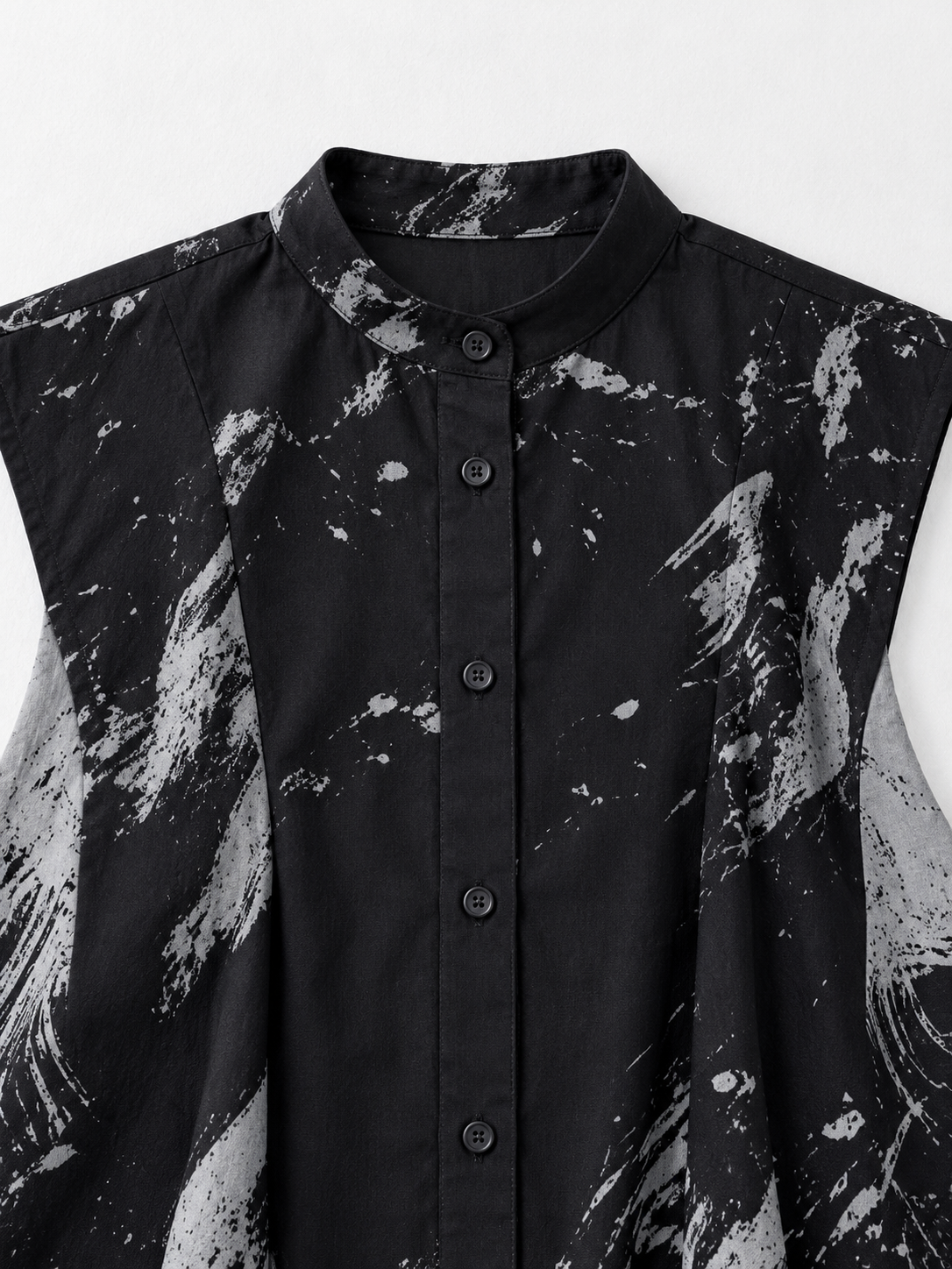 Abstract-Print Sleeveless Shirt Dress