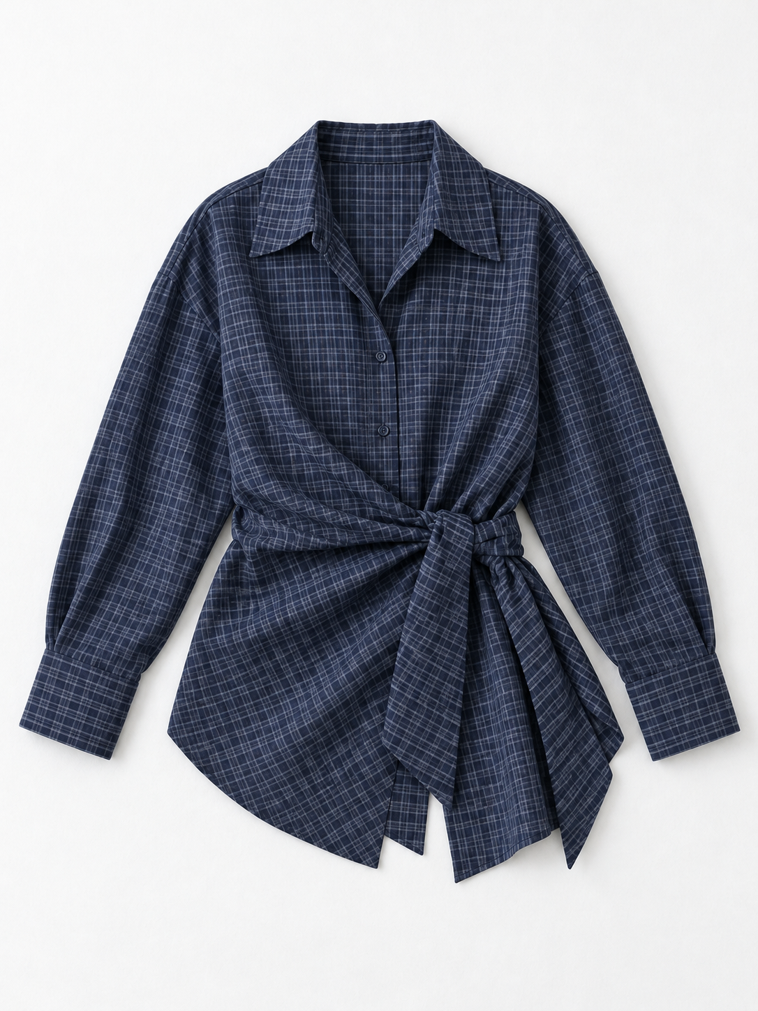 Check Wrap-Tie Shirt