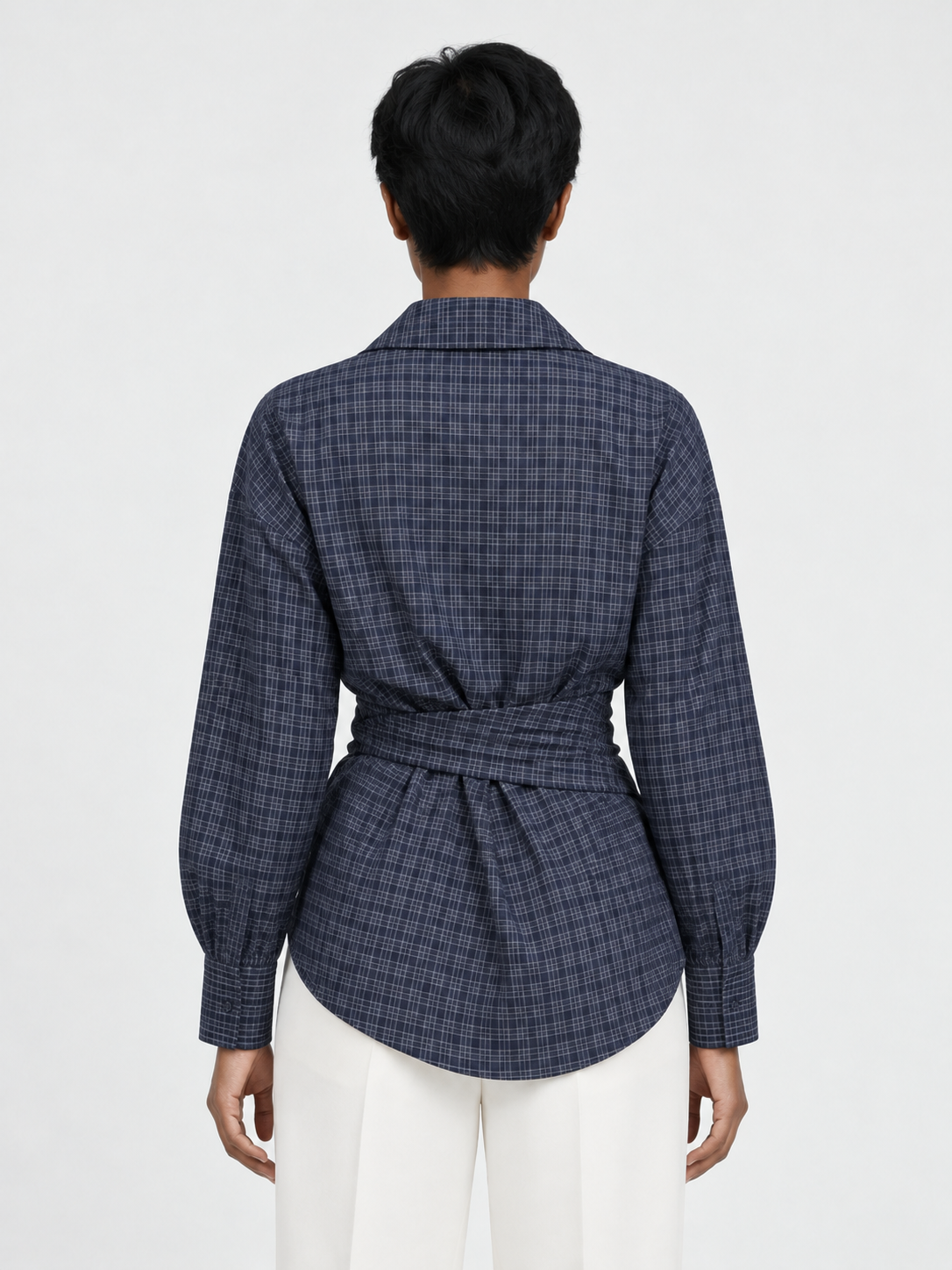 Check Wrap-Tie Shirt