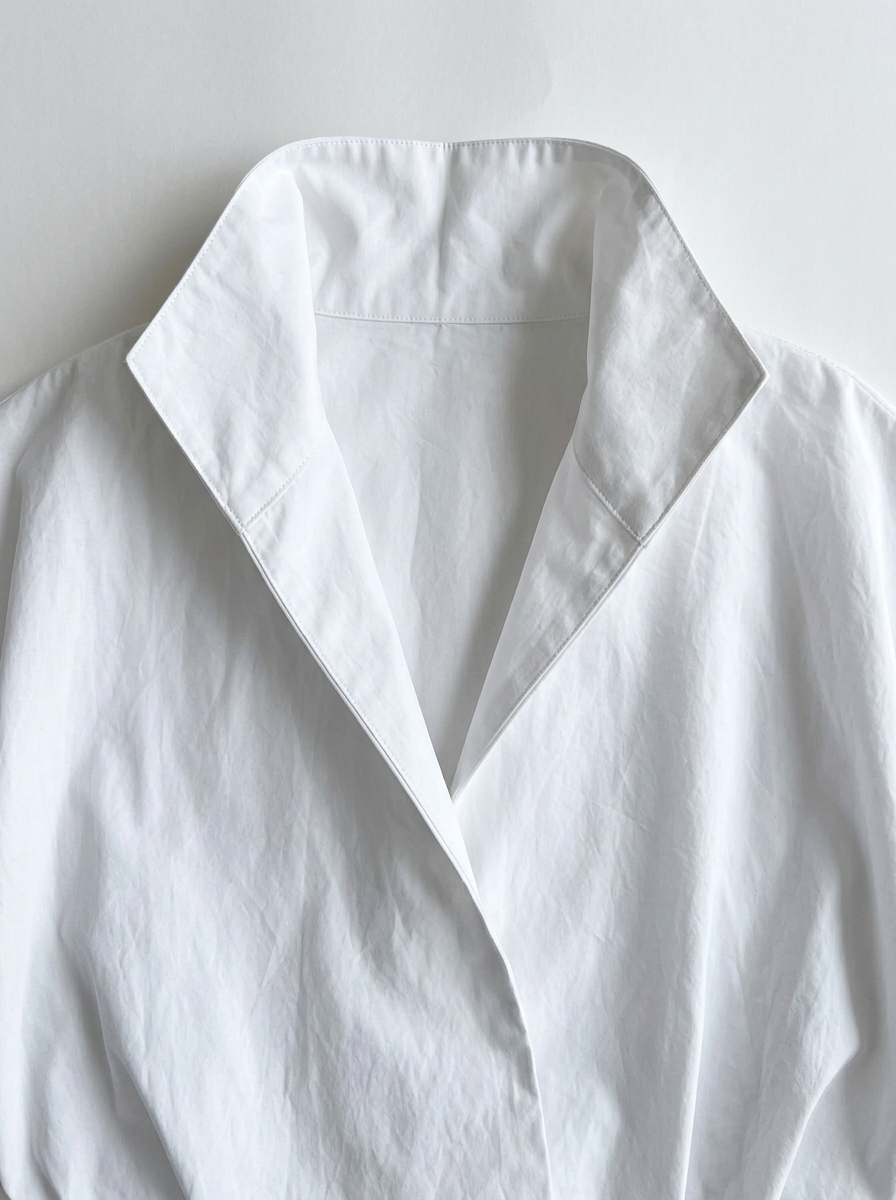 High-Collar Wrap-Front Blouse