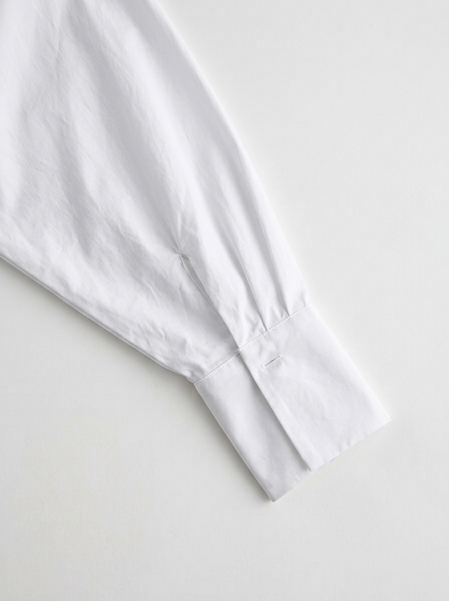 High-Collar Wrap-Front Blouse
