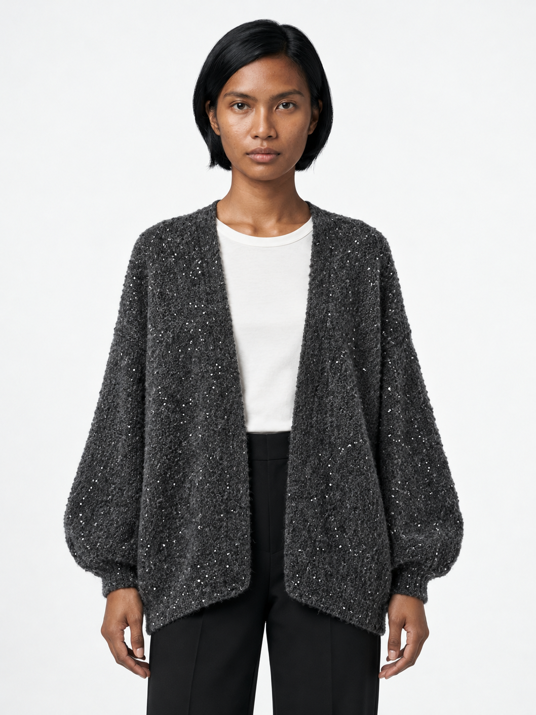 Sequin Open Knit Cardigan