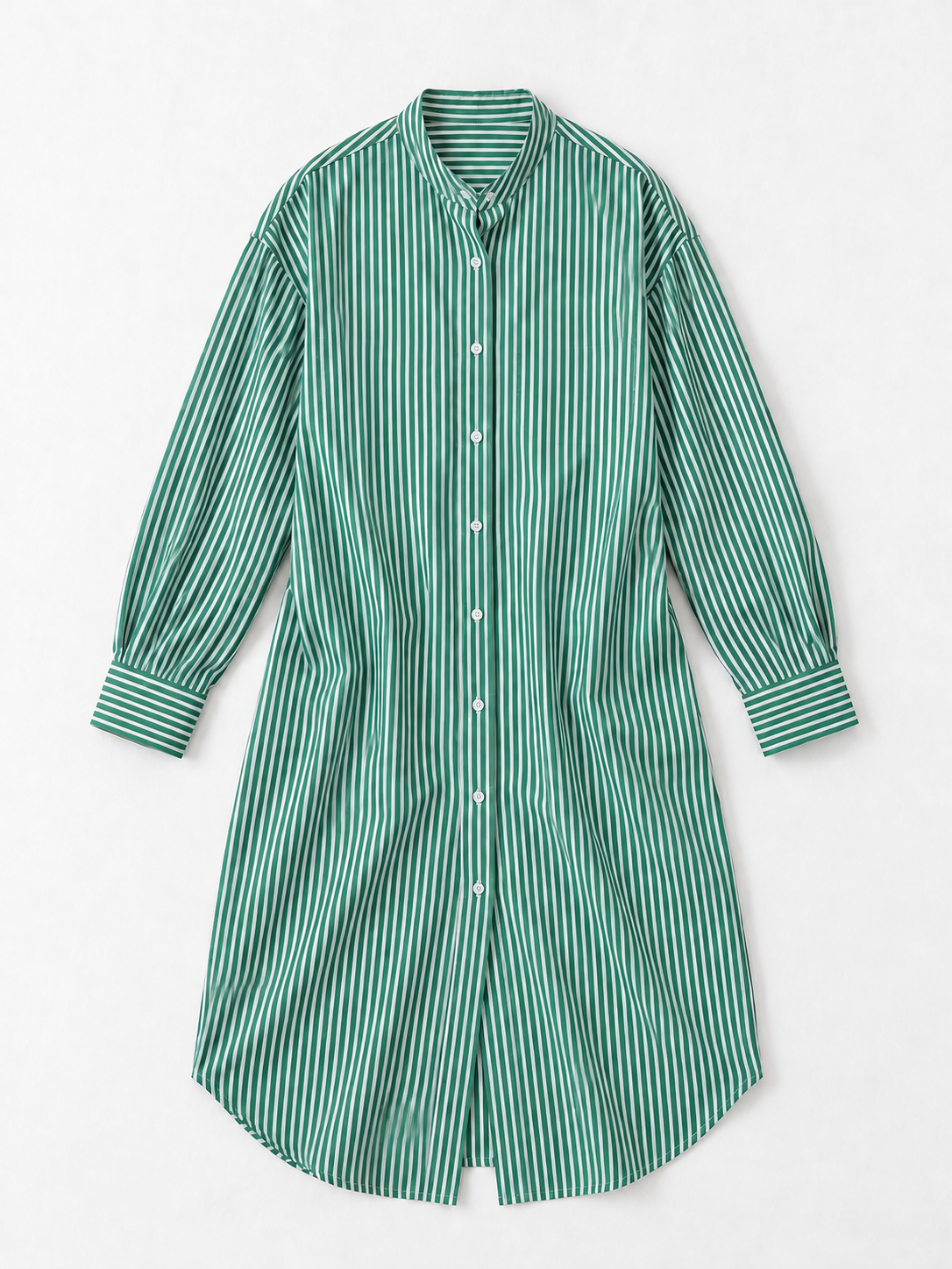 Narrow-Stripe Long Shirt Dress