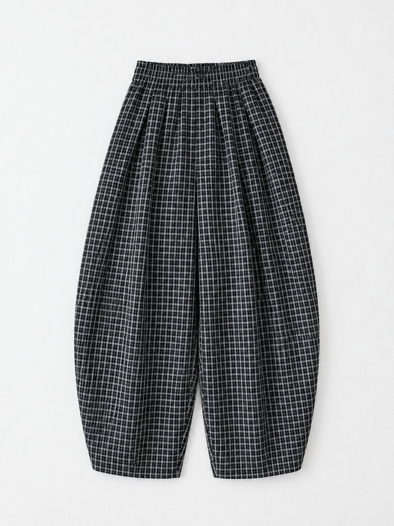 Windowpane Balloon Trousers