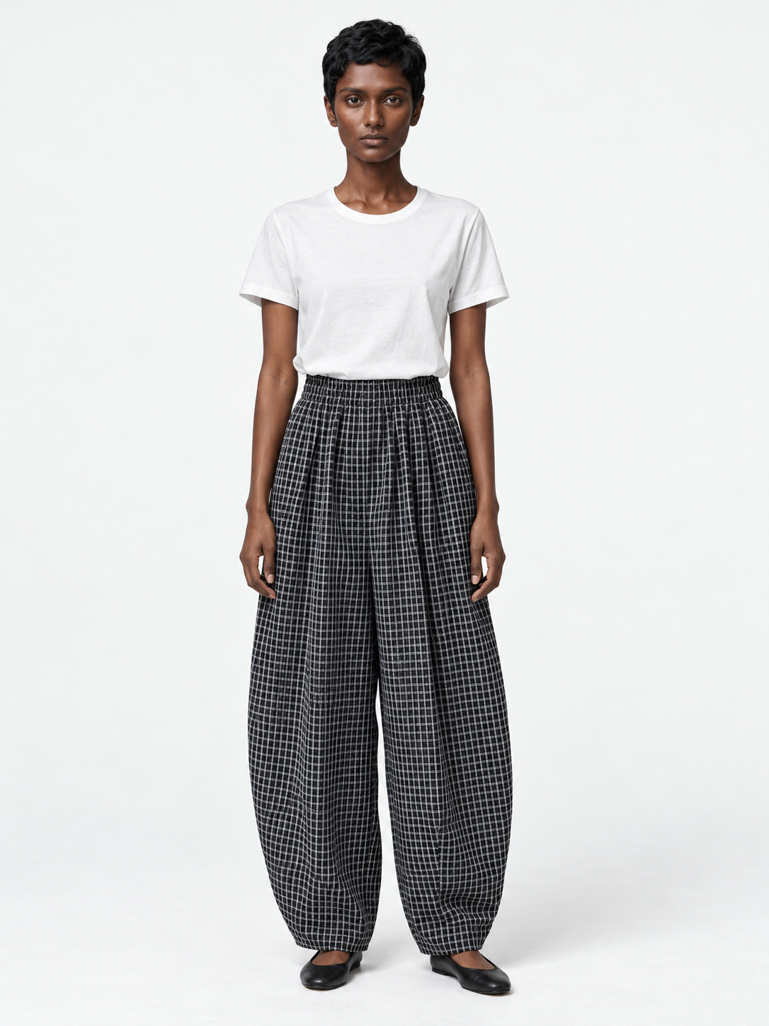 Windowpane Balloon Trousers
