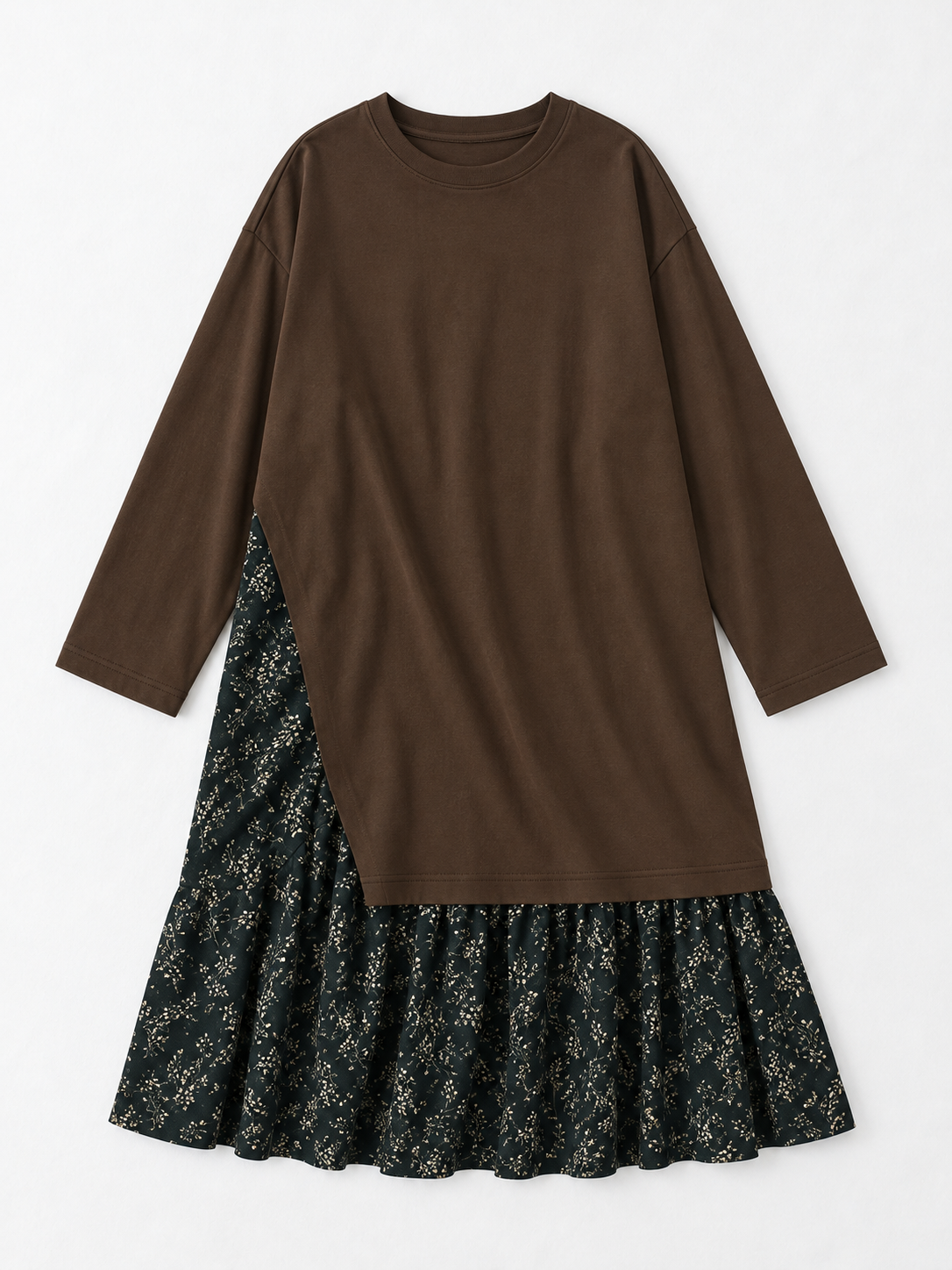 Floral-Panel Jersey Dress