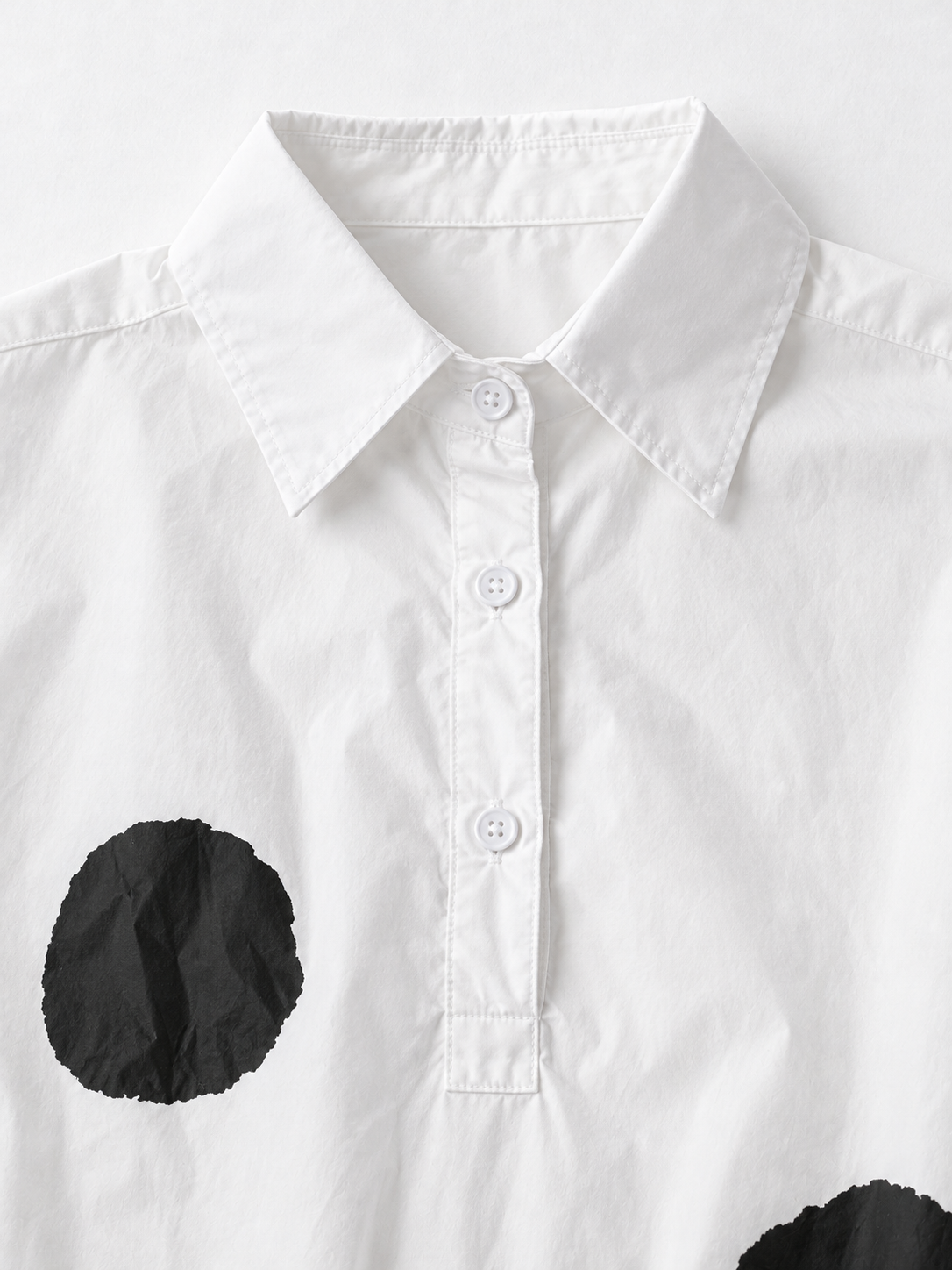 Large-Dot Ruffle-Hem Shirt