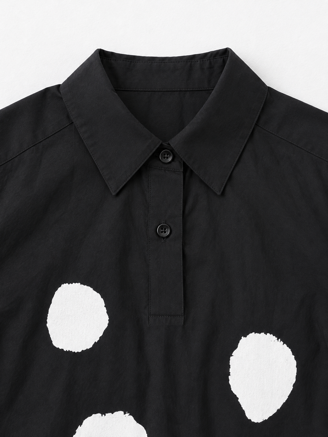 Large-Dot Ruffle-Hem Shirt