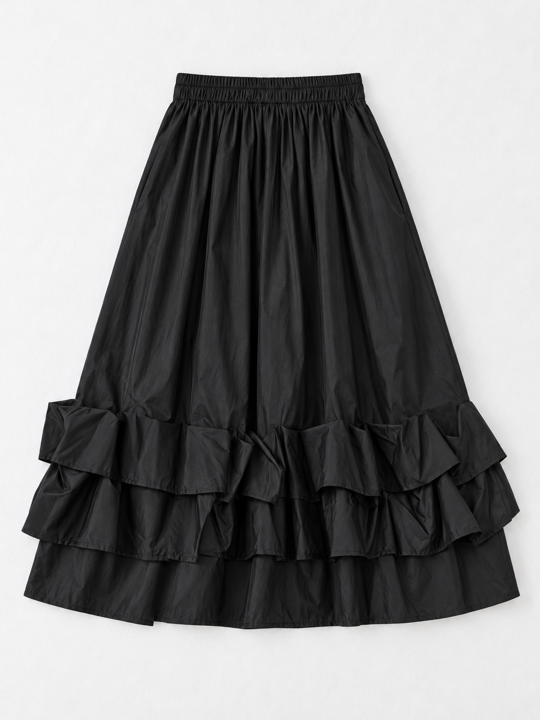 Double-Ruffle Midi Skirt