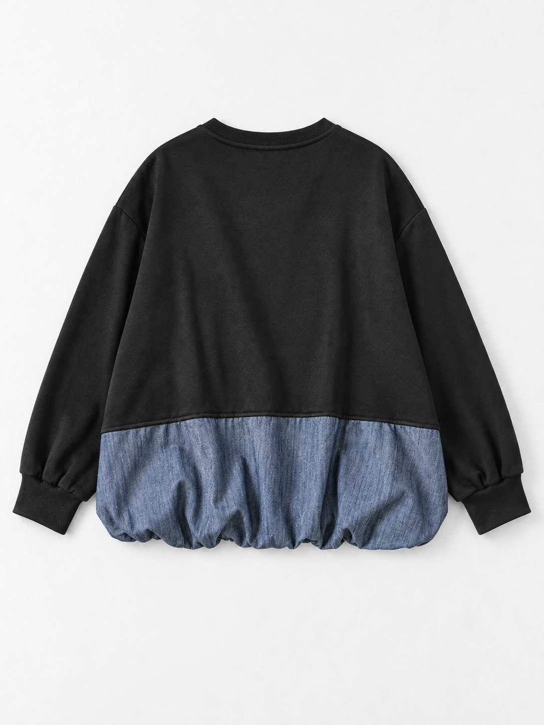 Pocket Denim-Hem Sweatshirt