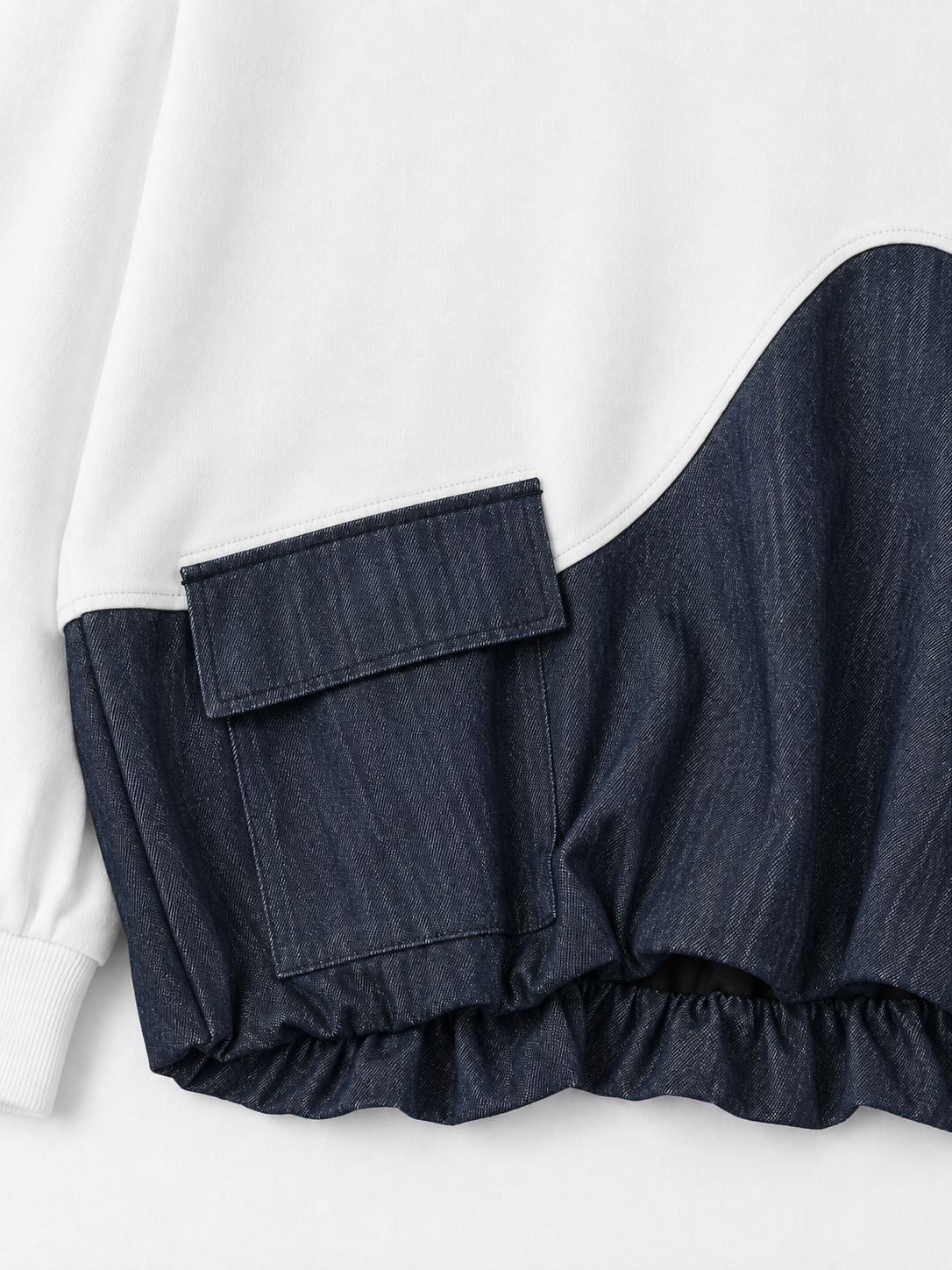 Pocket Denim-Hem Sweatshirt