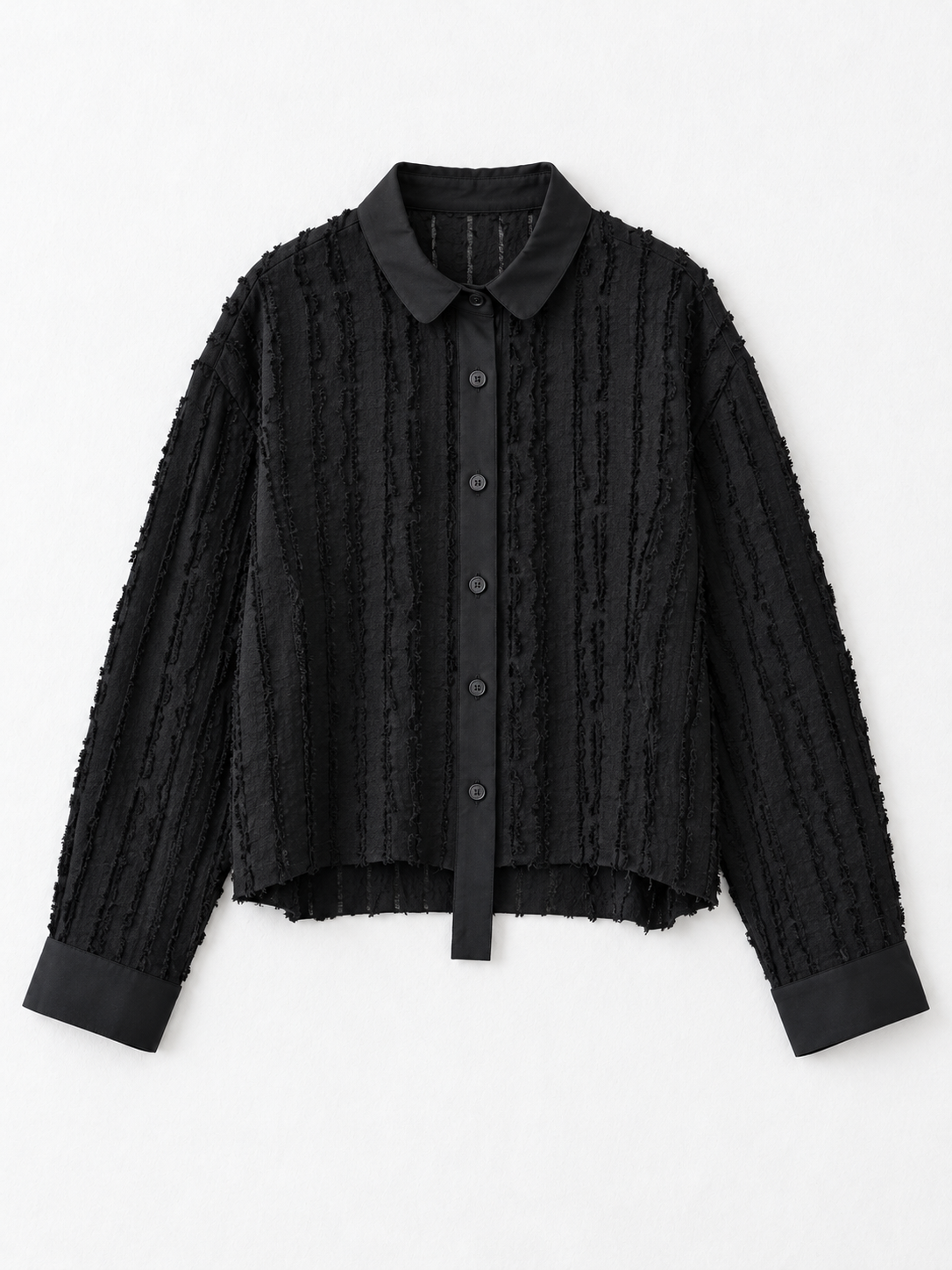 Textured Stripe Cropped Shirt