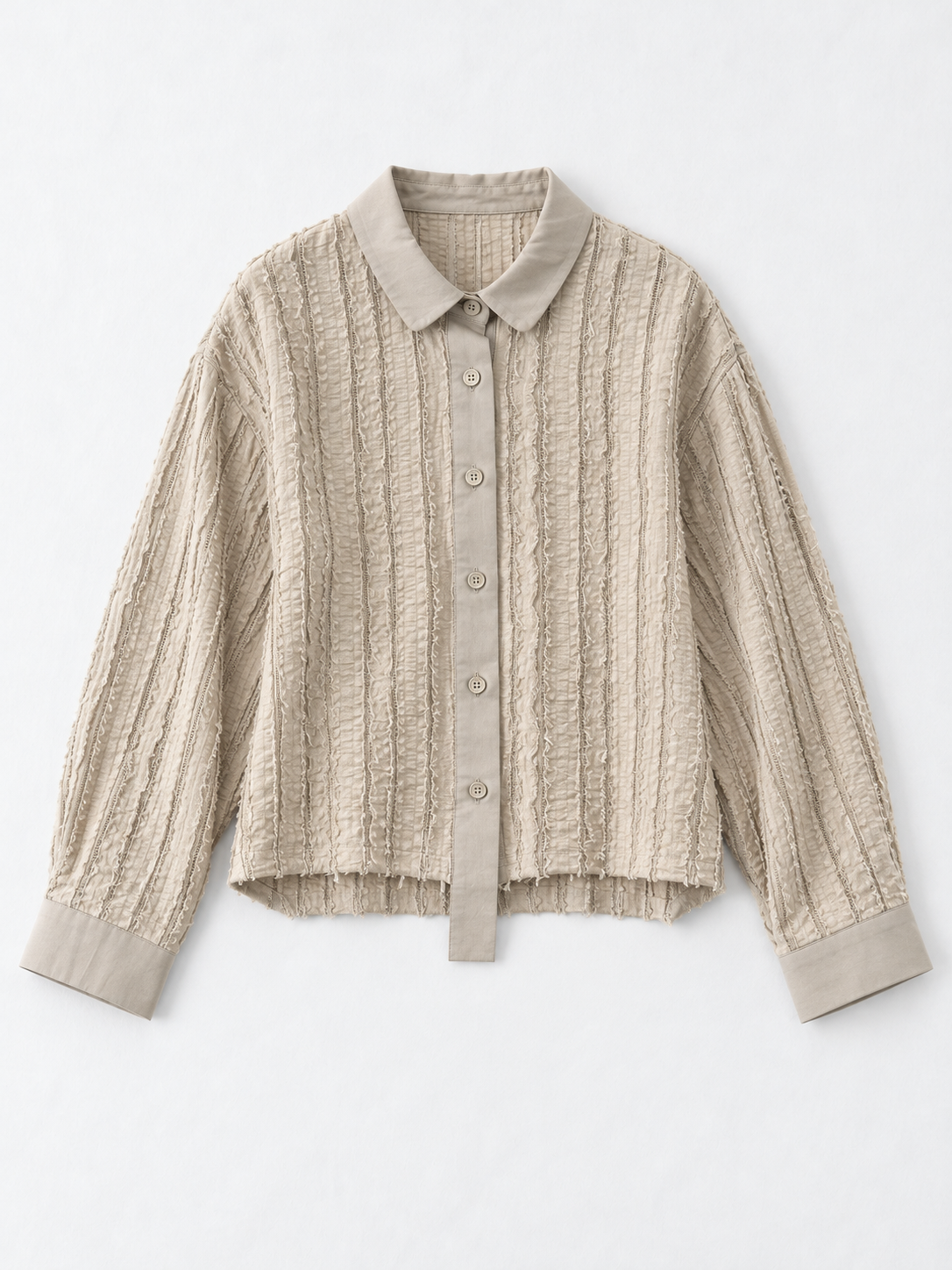 Textured Stripe Cropped Shirt