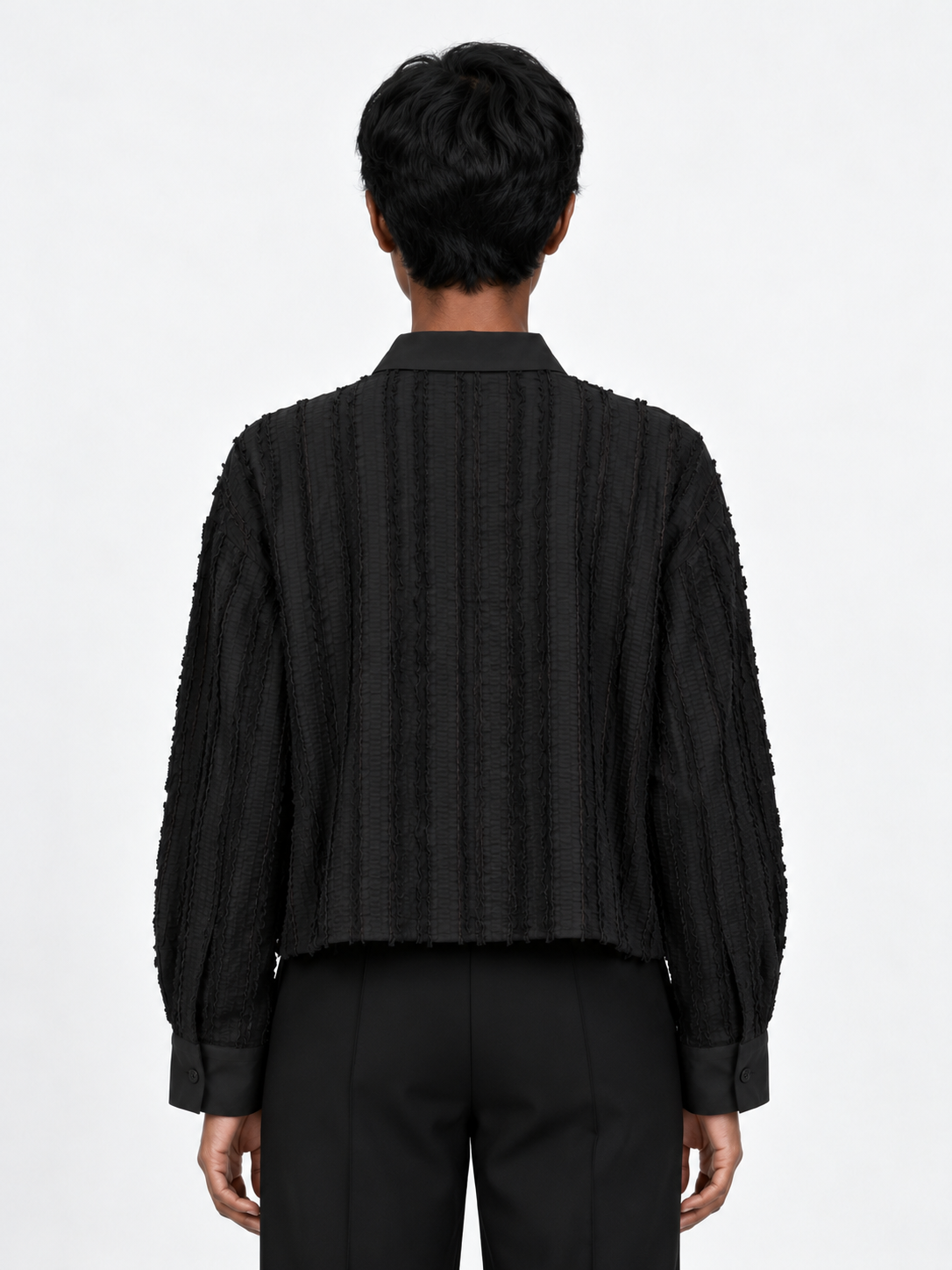 Textured Stripe Cropped Shirt