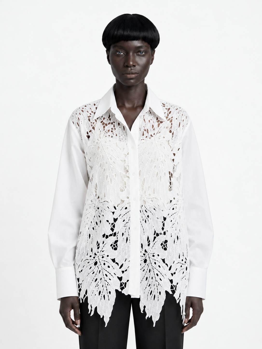 Floral Lace-Front Shirt