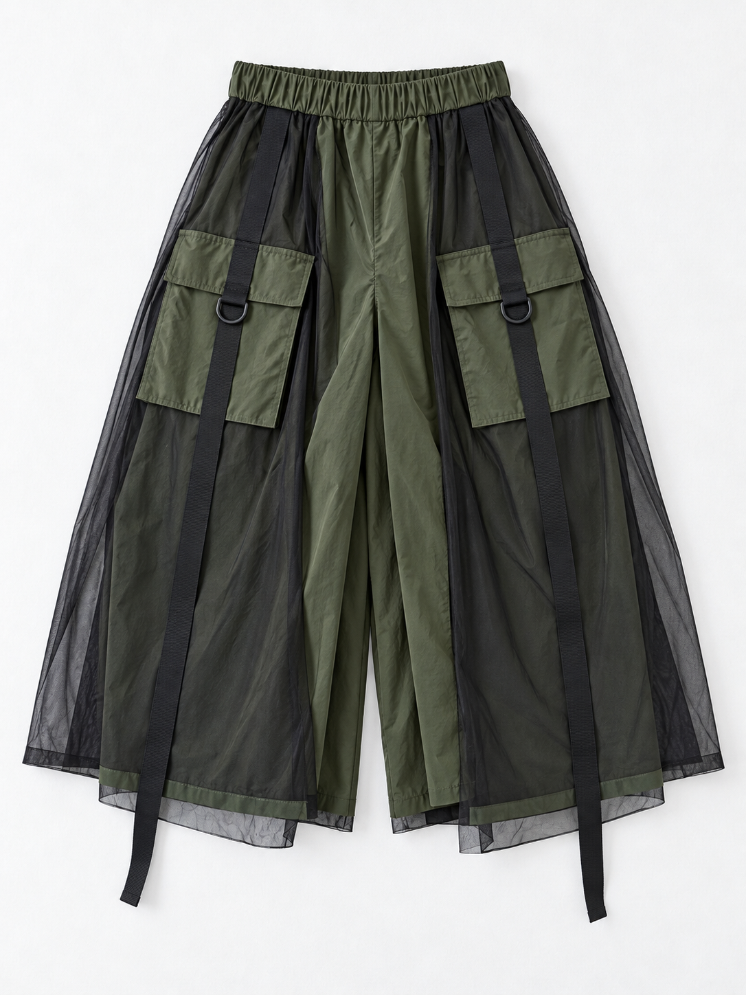 Mesh-Overlay Cargo Culottes