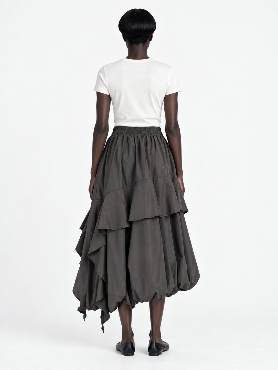 Asymmetric Ruffle Balloon Skirt