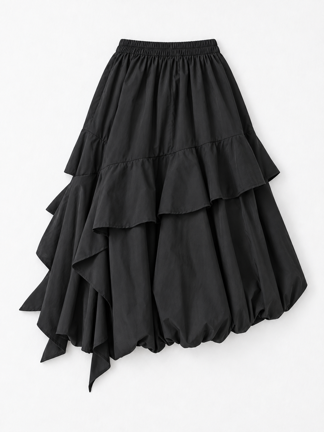 Asymmetric Ruffle Balloon Skirt