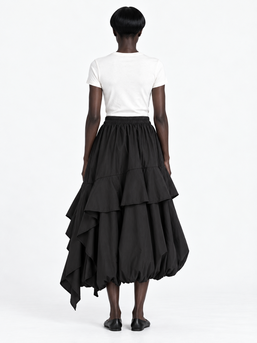 Asymmetric Ruffle Balloon Skirt