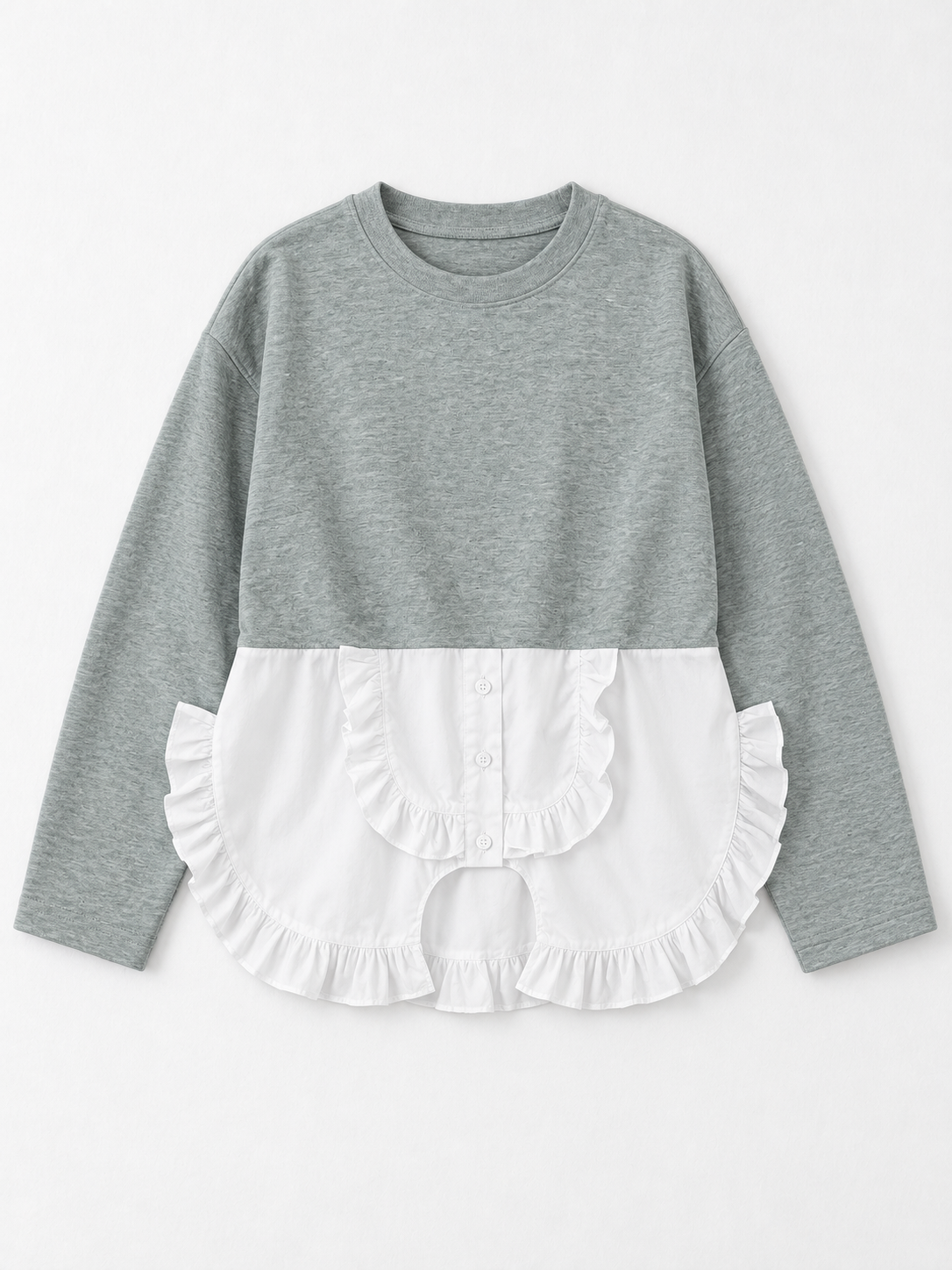 Ruffled Panel-Hem Sweatshirt