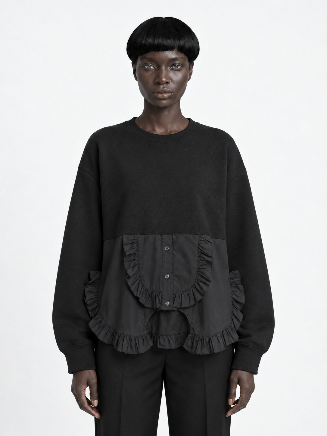 Ruffled Panel-Hem Sweatshirt