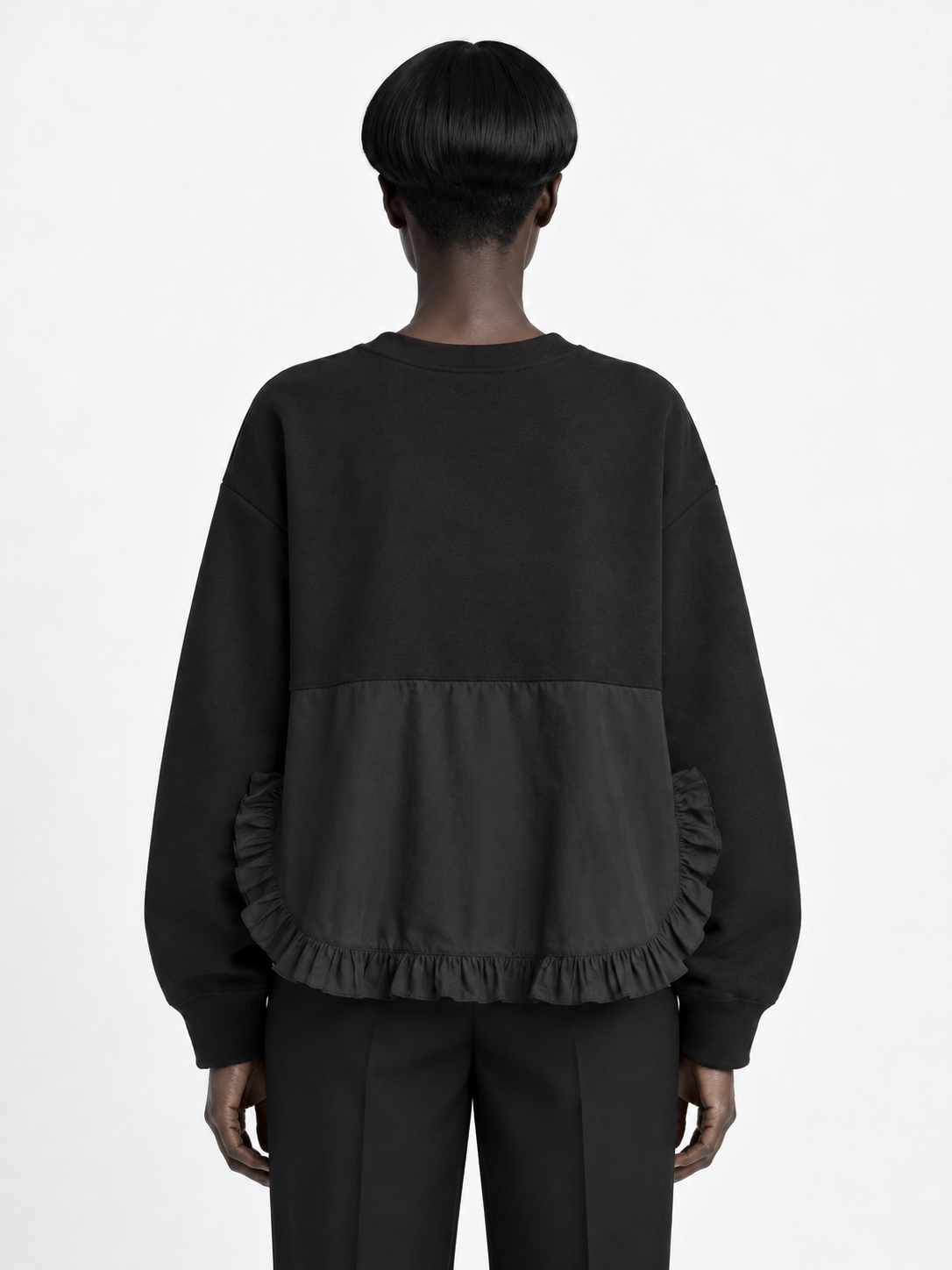 Ruffled Panel-Hem Sweatshirt