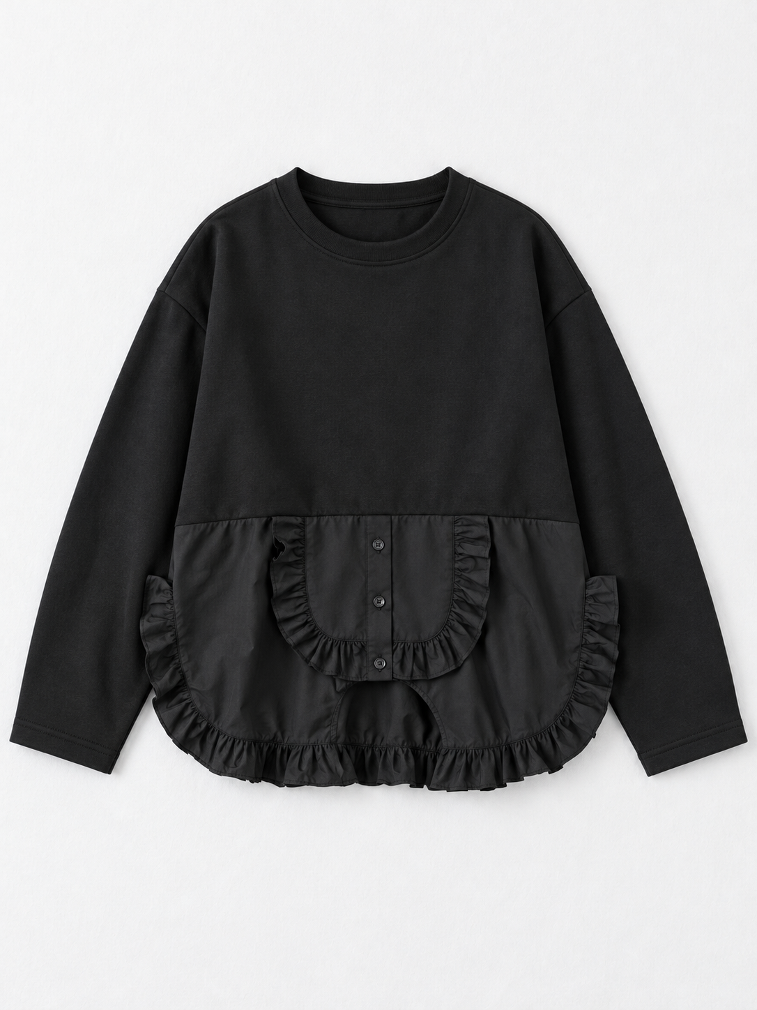 Ruffled Panel-Hem Sweatshirt
