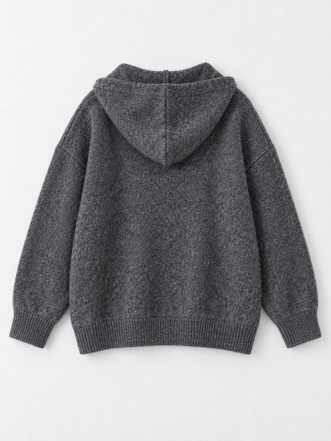 Hooded Denim-Pocket Knit Jacket