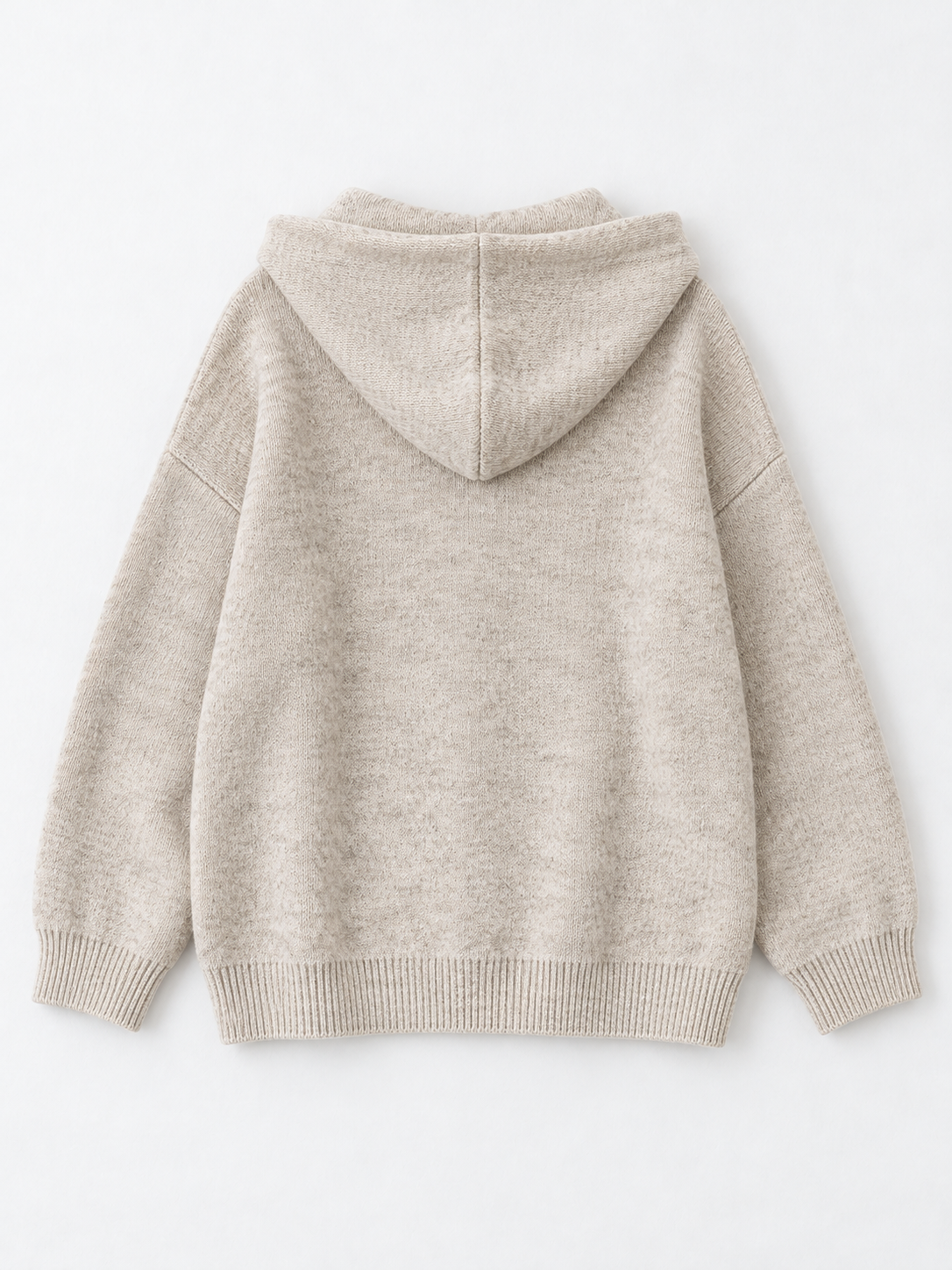 Hooded Denim-Pocket Knit Jacket