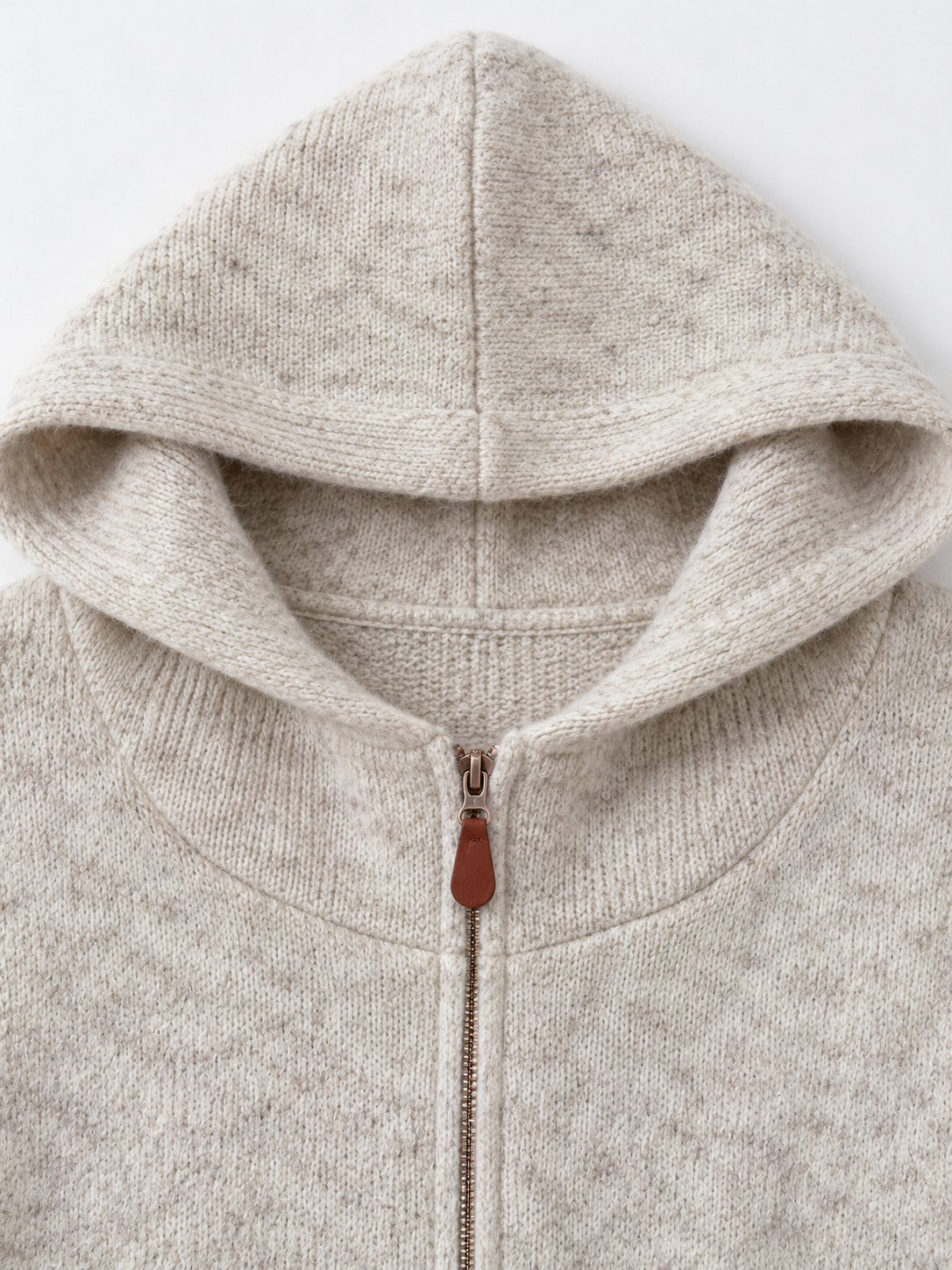 Hooded Denim-Pocket Knit Jacket